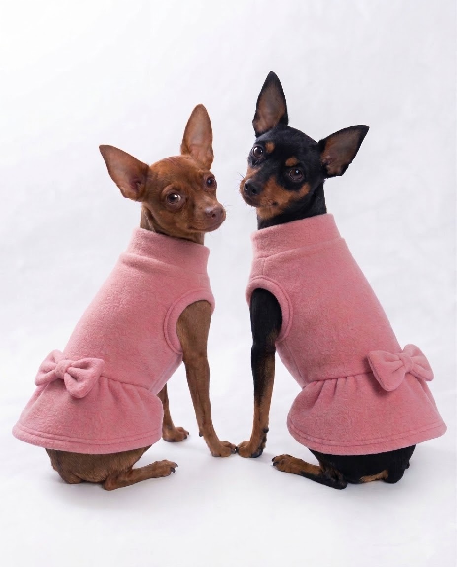 Vestido em Soft para Pinscher Pequenos- 1 laço